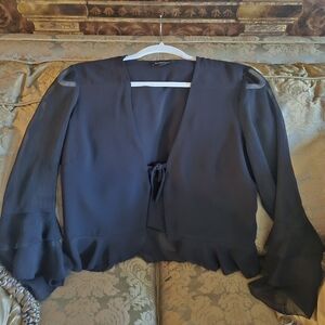 NWOT bebe black ruffle hem chiffon blouse